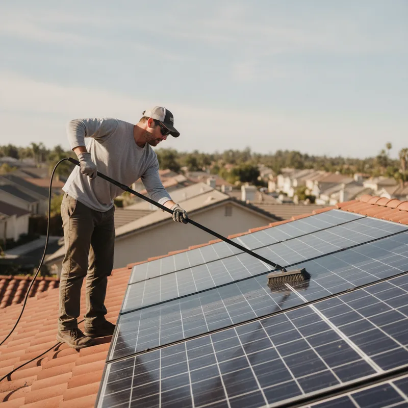 Commercial solar array cleaning job in Santa Clara County